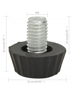 Piedini per Mobili Regolabili M8 18 pz Neri