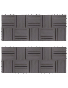 Pannelli Decking 20 pz Grigio Slavato 30x30cm Massello d'Acacia 2