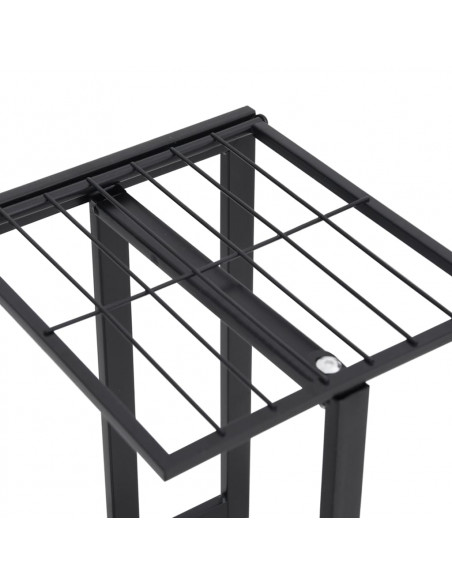 Piedistallo per Piante a 4 Piani 43x22x76 cm in Metallo Nero