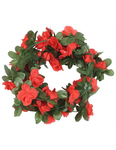 Ghirlande Fiori Artificiali 6 pz Rosso Primaverile 250cm