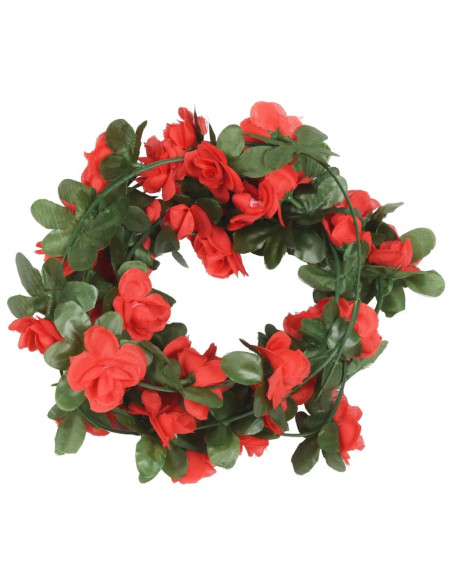 Ghirlande Fiori Artificiali 6 pz Rosso Primaverile 250cm