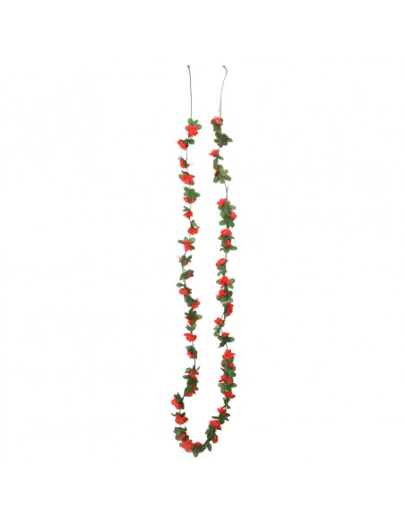 Ghirlande Fiori Artificiali 6 pz Rosso Primaverile 250cm