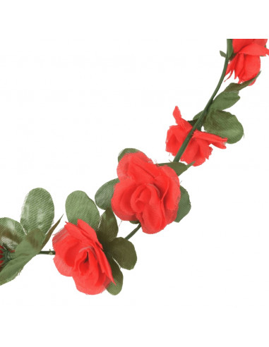 Ghirlande Fiori Artificiali 6 pz Rosso Primaverile 250cm