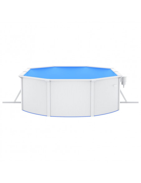 Piscina con Pareti in Acciaio Ovale 490x360x120 cm Bianca