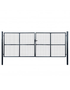 Cancello per Giardino in Acciaio Zincato 400x150 cm Grigio 2