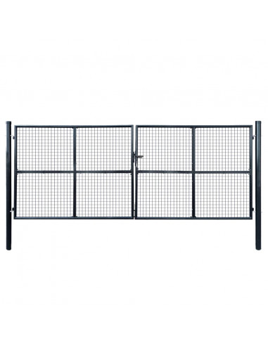 Cancello per Giardino in Acciaio Zincato 400x150 cm Grigio