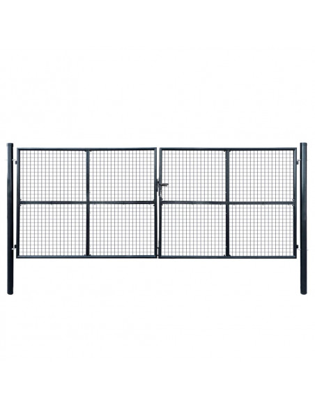 Cancello per Giardino in Acciaio Zincato 400x150 cm Grigio