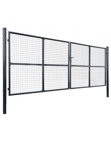 Cancello per Giardino in Acciaio Zincato 400x150 cm Grigio