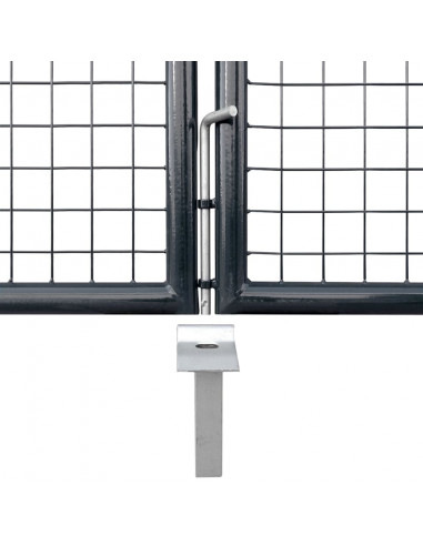 Cancello per Giardino in Acciaio Zincato 400x150 cm Grigio