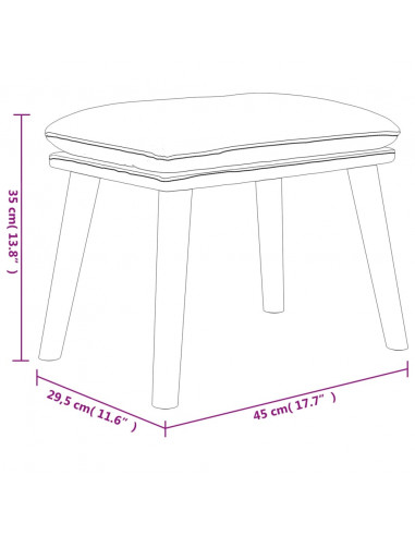 Poggiapiedi Bianco Crema 45x29,5x35 cm in Velluto