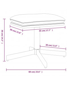 Poggiapiedi Bianco Crema 60x60x36 cm in Velluto
