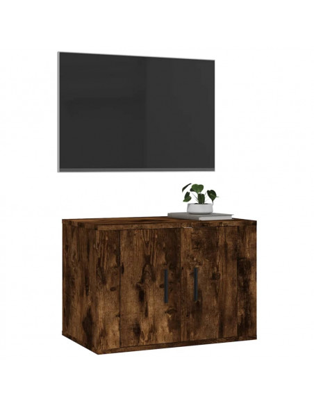 Mobile Porta TV a Parete Rovere Fumo 57x34,5x40 cm