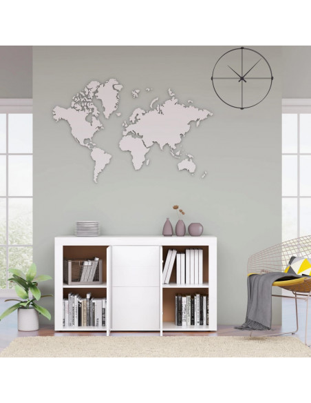 Credenza Bianco Lucido 120x36x69 cm in Legno Multistrato