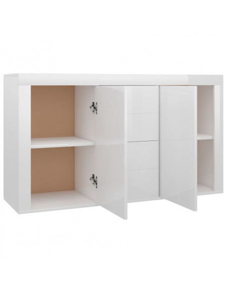 Credenza Bianco Lucido 120x36x69 cm in Legno Multistrato