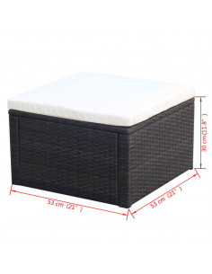 Poggiapiedi Ottomana in Polyrattan 53x53x30 cm Marrone