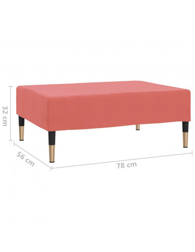 Poggiapiedi Rosa 78x56x32 cm in Velluto