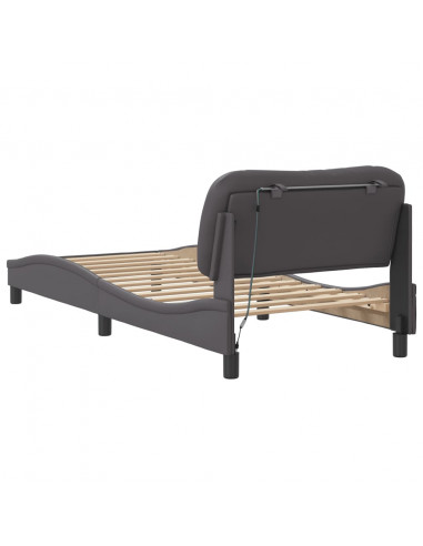 Giroletto con Luci LED Grigio 90x200 cm in Similpelle