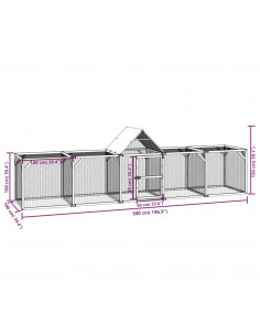 Pollaio 500x100x150 cm in Legno Massello di Pino Impregnato