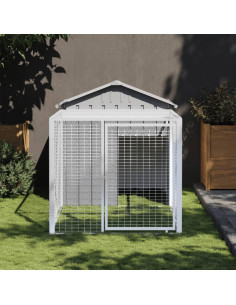 Pollaio Area Corsa Grigio Chiaro 117x201x123 cm Acciaio Zincato