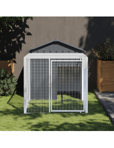 Pollaio con Area Corsa Antracite 117x201x123 cm Acciaio Zincato