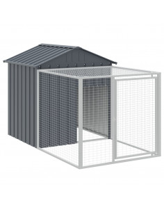 Pollaio con Area Corsa Antracite 117x609x123 cm Acciaio Zincato