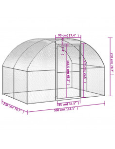 Pollaio da Esterno 3x2x2 m in Acciaio Zincato