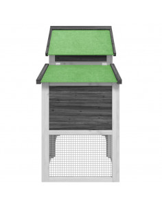 Pollaio Grigio 186,5x58,5x113 cm in Legno Massello di Pino