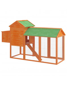 Pollaio Marrone 193x65x117 cm in Legno Massello di Pino