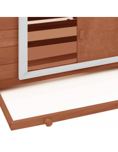 Pollaio Moca e Bianco 152x96x110 cm in Legno Massello di Abete