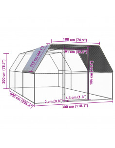 Pollaio per Esterni 3x6x2 m in Acciaio Zincato