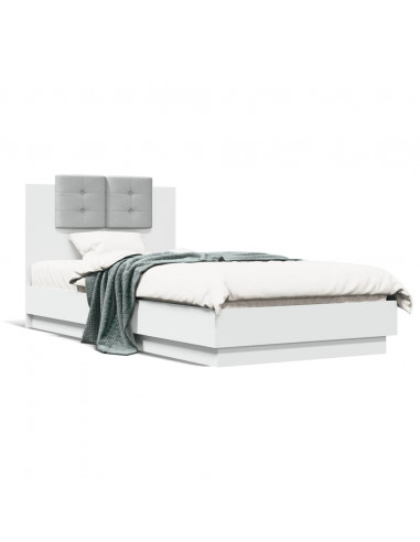 Giroletto con Testiera Bianco 90x190 cm in Legno Multistrato