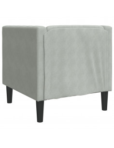 Poltrona Chesterfield Grigio Chiaro in Velluto