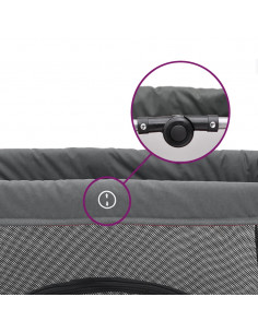 Box per Bambini con Materasso Grigio Scuro Tessuto di Lino 2