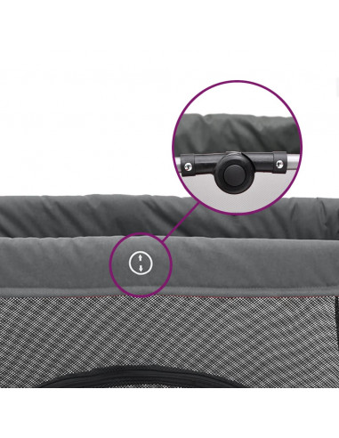 Box per Bambini con Materasso Grigio Scuro Tessuto di Lino