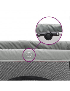 Box per Bambini con Materasso Grigio Chiaro Tessuto di Lino 2