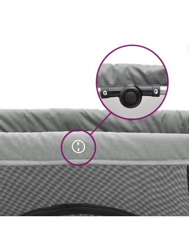 Box per Bambini con Materasso Grigio Chiaro Tessuto di Lino