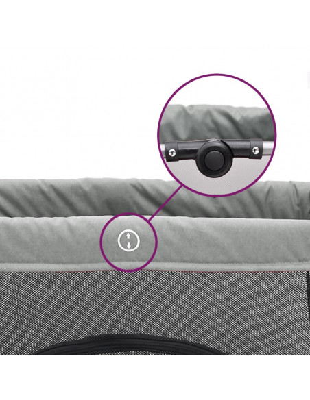 Box per Bambini con Materasso Grigio Chiaro Tessuto di Lino