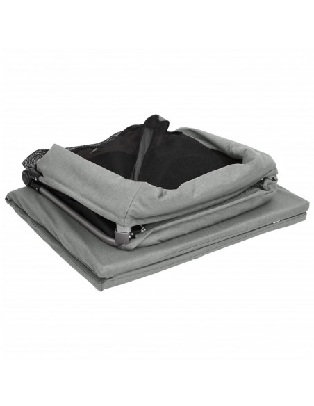 Box per Bambini con Materasso Grigio Chiaro Tessuto di Lino