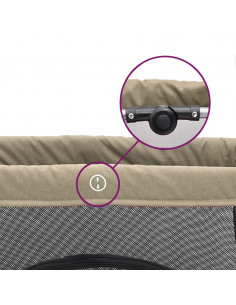 Box per Bambini con Materasso Tortora Tessuto di Lino 2