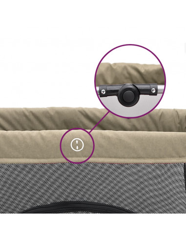 Box per Bambini con Materasso Tortora Tessuto di Lino