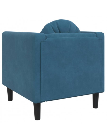 Poltrona con Cuscino Blu in Velluto