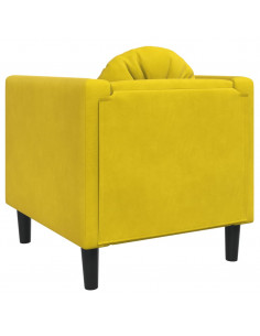 Poltrona con Cuscino Giallo in Velluto
