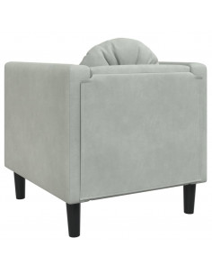 Poltrona con Cuscino Grigio Chiaro in Velluto