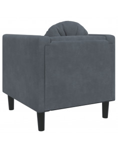 Poltrona con Cuscino Grigio Scuro in Velluto