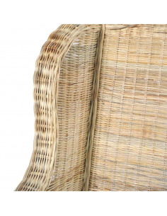 Poltrona con Cuscino in Rattan Naturale e Lino