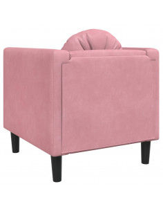 Poltrona con Cuscino Rosa in Velluto