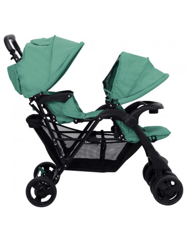Passeggino Gemellare a Tandem Verde in Acciaio
