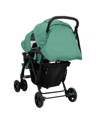 Passeggino Gemellare a Tandem Verde in Acciaio