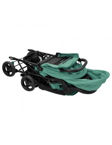 Passeggino Gemellare a Tandem Verde in Acciaio