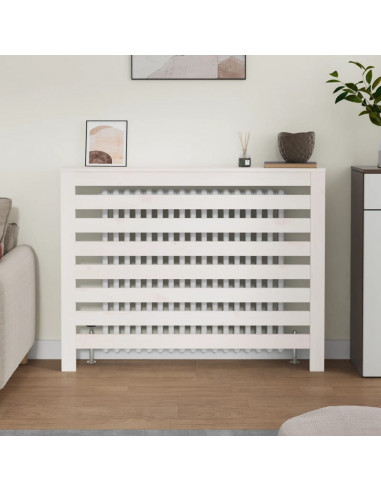 Copertura Termosifone Bianca 108,5x19x84 cm Legno Massello Pino